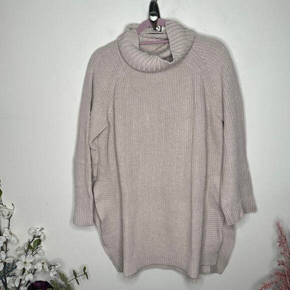 KATE SPADE Roll Neck Cotton Cashmere Sweater Oatmeal Cream {43} - Picture 2 of 6